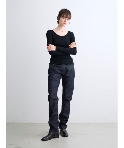 three dots / スリードッツ その他トップス | Rayon knit rib jersey open neck | 詳細10