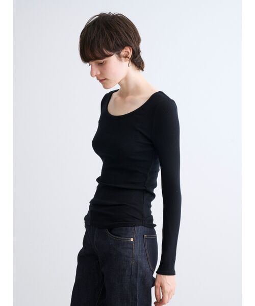 three dots / スリードッツ その他トップス | Rayon knit rib jersey open neck | 詳細8