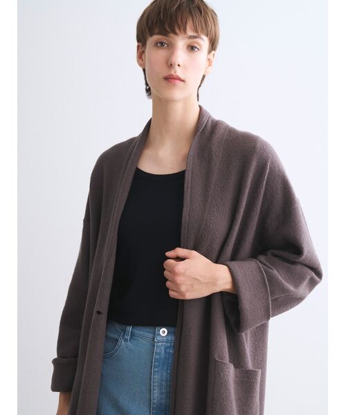 three dots / スリードッツ その他トップス | Felt sweater coat cardigan | 詳細7