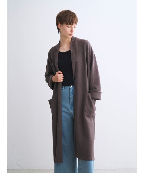 three dots / スリードッツ その他トップス | Felt sweater coat cardigan | 詳細8