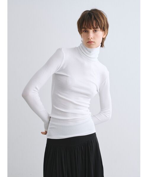 three dots / スリードッツ その他トップス | Rayon knit rib jersey turtle neck | 詳細6