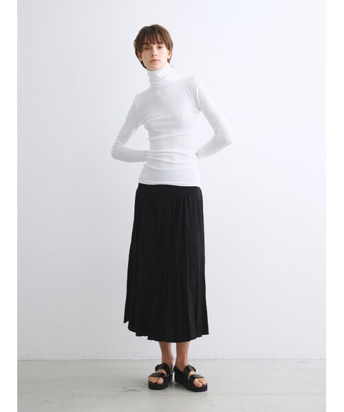 three dots / スリードッツ その他トップス | Rayon knit rib jersey turtle neck | 詳細8