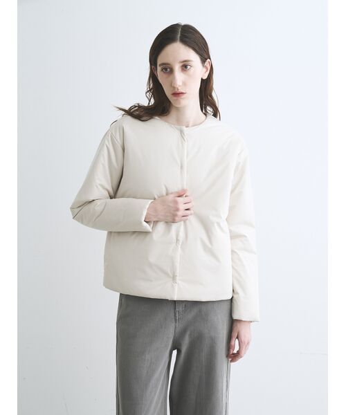 three dots / スリードッツ テーラードジャケット | Puffer collarless jacket | 詳細8