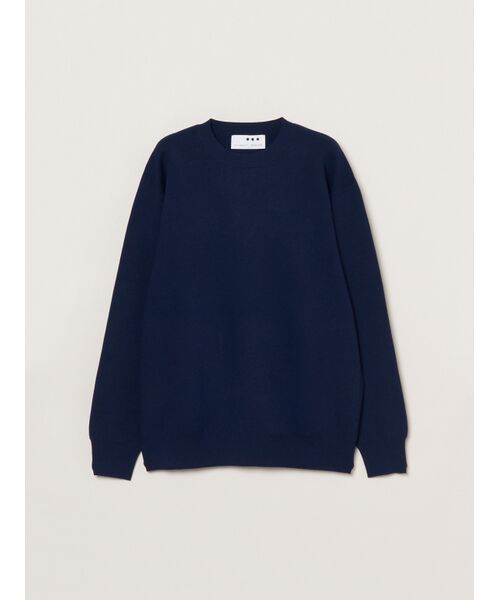 three dots / スリードッツ パーカー | Power smooth knit crew neck（navy）