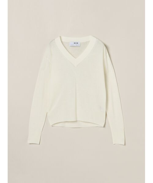 three dots / スリードッツ その他トップス | Air sweater v-neck top（white）