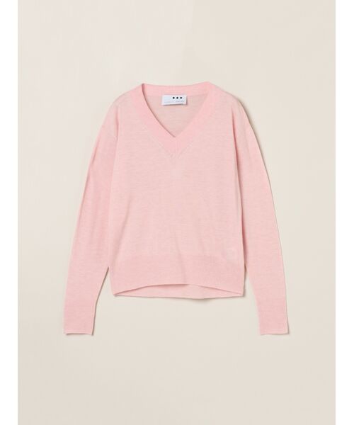 three dots / スリードッツ その他トップス | Air sweater v-neck top（pink）