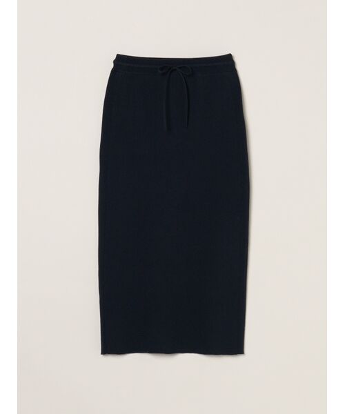 three dots / スリードッツ スカート | Bright cotton skirt（navy）