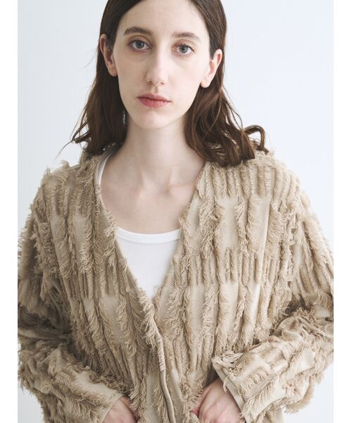 three dots / スリードッツ テーラードジャケット | Bright cotton fringe jacket | 詳細7