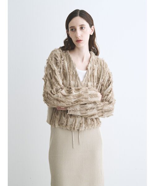 three dots / スリードッツ テーラードジャケット | Bright cotton fringe jacket | 詳細8