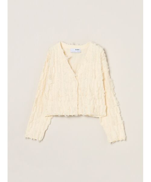 three dots / スリードッツ テーラードジャケット | Bright cotton fringe jacket（ecru）