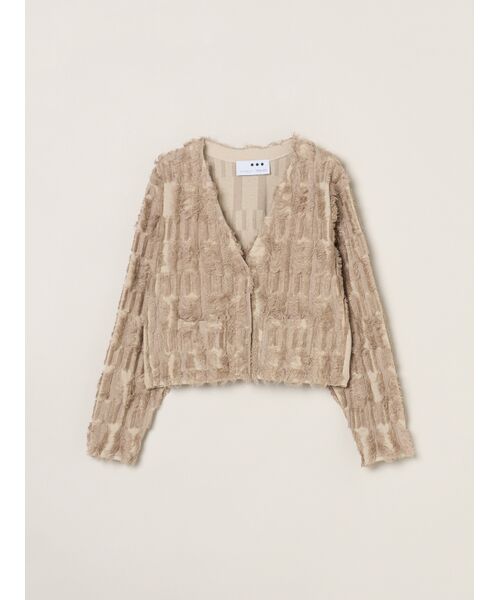 three dots / スリードッツ テーラードジャケット | Bright cotton fringe jacket（ash beige）