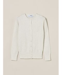 Cotton melange l/s crew cardigan