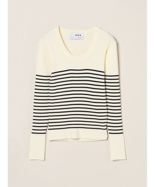 three dots / スリードッツ その他トップス | Luxe rayon rib jessica（off white/black）