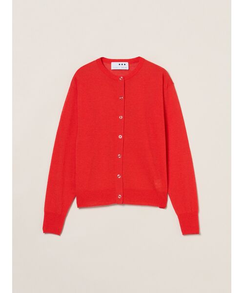 three dots / スリードッツ カーディガン・ボレロ | Coco slub cardigan（red）