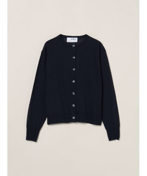 three dots / スリードッツ カーディガン・ボレロ | Coco slub cardigan（navy）