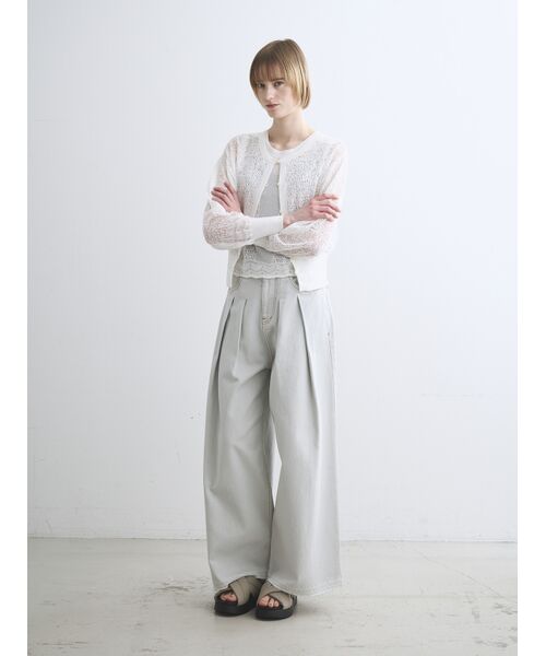 three dots / スリードッツ カーディガン・ボレロ | Panama lace 2way cardigan | 詳細9