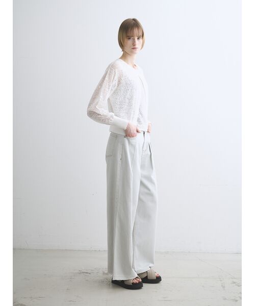 three dots / スリードッツ カーディガン・ボレロ | Panama lace 2way cardigan | 詳細10