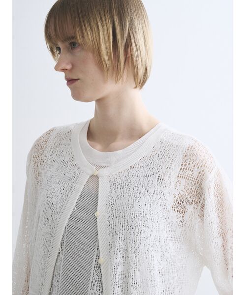 three dots / スリードッツ カーディガン・ボレロ | Panama lace 2way cardigan | 詳細7