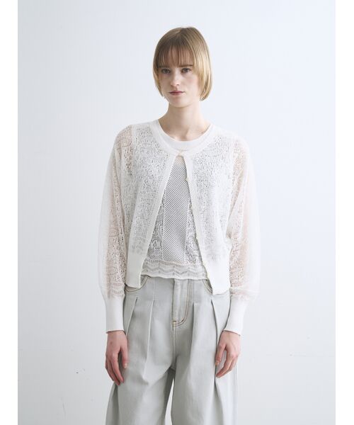 three dots / スリードッツ カーディガン・ボレロ | Panama lace 2way cardigan | 詳細8