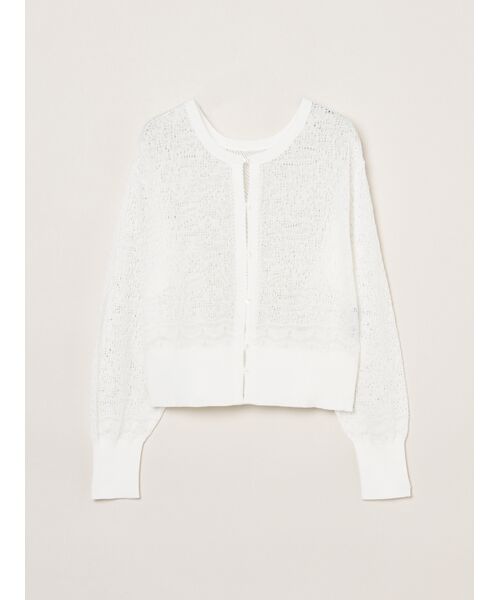 three dots / スリードッツ カーディガン・ボレロ | Panama lace 2way cardigan（white）