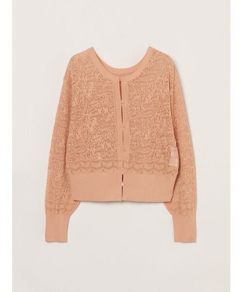 three dots / スリードッツ カーディガン・ボレロ | Panama lace 2way cardigan（tanned pink）