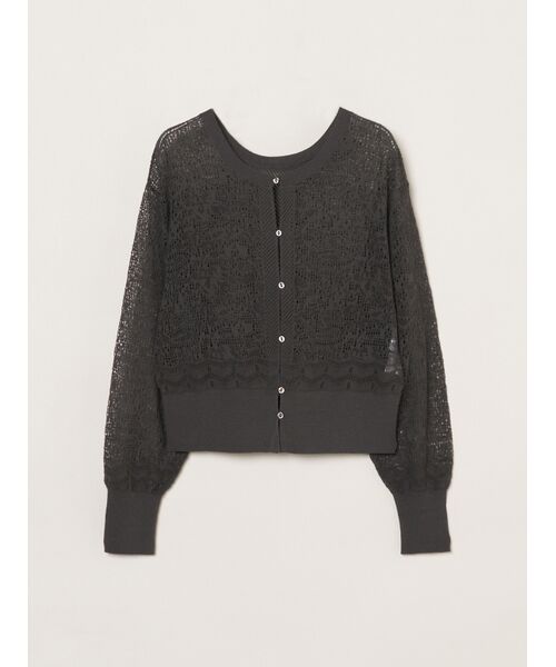 three dots / スリードッツ カーディガン・ボレロ | Panama lace 2way cardigan（soft black）