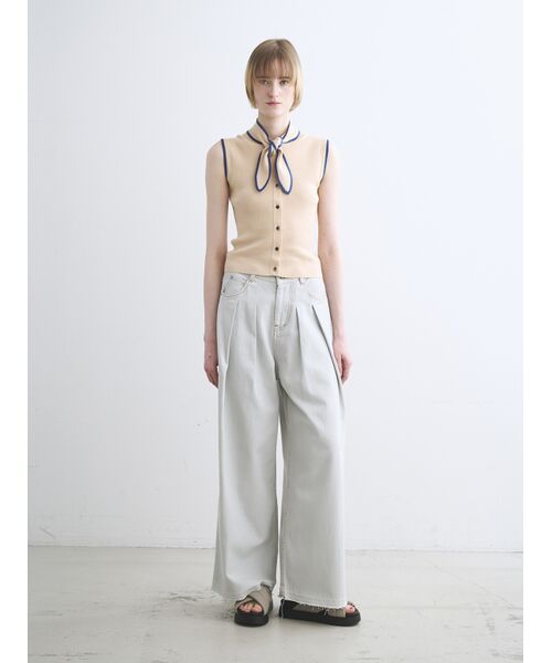 three dots / スリードッツ ニット・セーター | Sandy cotton tie top | 詳細9