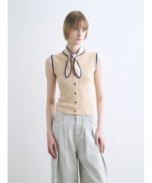 three dots / スリードッツ ニット・セーター | Sandy cotton tie top | 詳細6