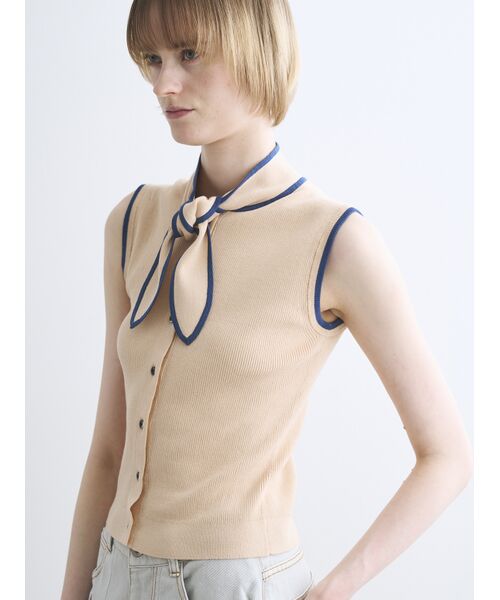 three dots / スリードッツ ニット・セーター | Sandy cotton tie top | 詳細7