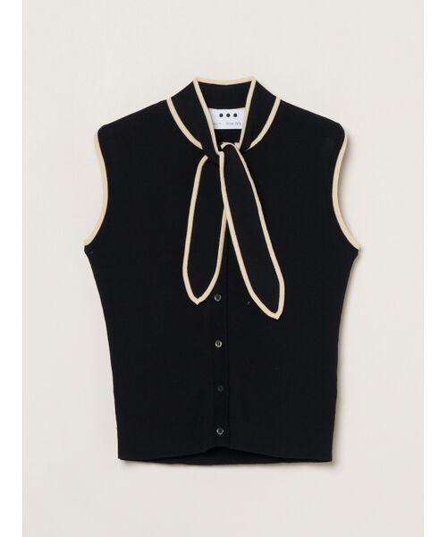 three dots / スリードッツ ニット・セーター | Sandy cotton tie top（black）
