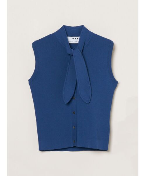 three dots / スリードッツ ニット・セーター | Sandy cotton tie top（blue）