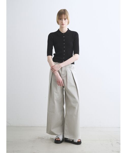 three dots / スリードッツ ポロシャツ | Sandy cotton half sleeve polo | 詳細9