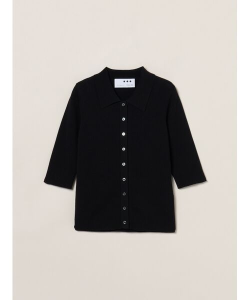 three dots / スリードッツ ポロシャツ | Sandy cotton half sleeve polo（black）
