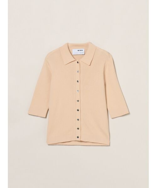 three dots / スリードッツ ポロシャツ | Sandy cotton half sleeve polo（tint pink）