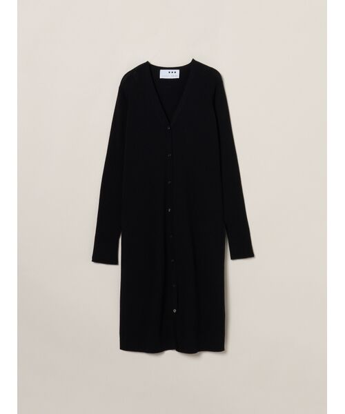 three dots / スリードッツ カーディガン・ボレロ | Sandy cotton long cardigan（black）