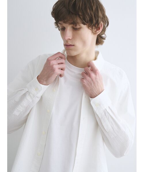 three dots / スリードッツ シャツ・ブラウス | Men's cottonseersucker l/s shirt | 詳細7
