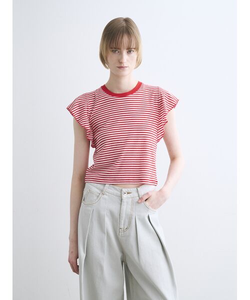 three dots / スリードッツ タンクトップ | 80 stretch cotton ruffle tank | 詳細6