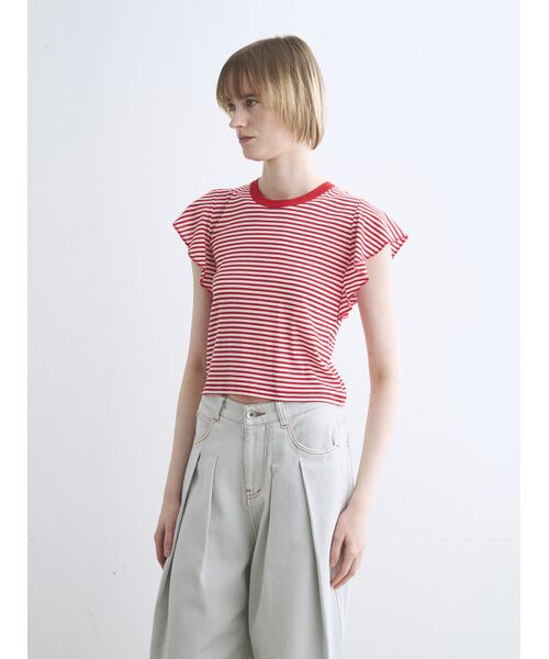 three dots / スリードッツ タンクトップ | 80 stretch cotton ruffle tank | 詳細8