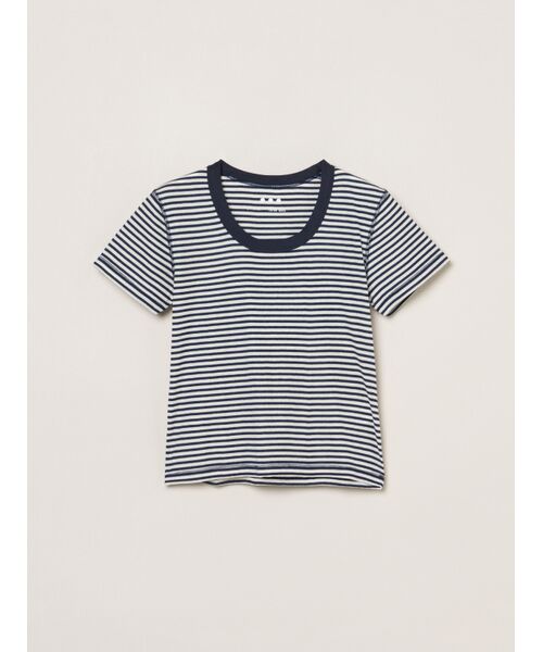 three dots / スリードッツ Tシャツ | 80 stretch cotton jessica（navy stripe）