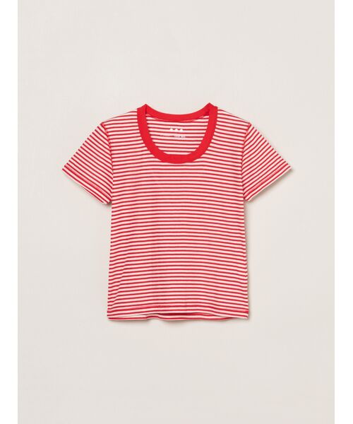 three dots / スリードッツ Tシャツ | 80 stretch cotton jessica（red stripe）