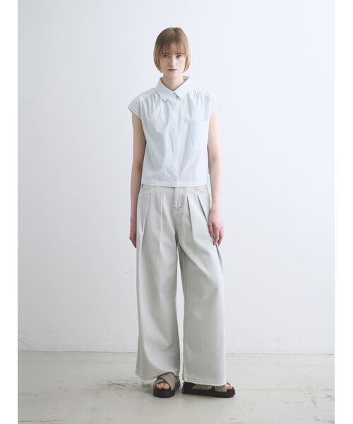 three dots / スリードッツ シャツ・ブラウス | Mini stripe french shirt | 詳細9