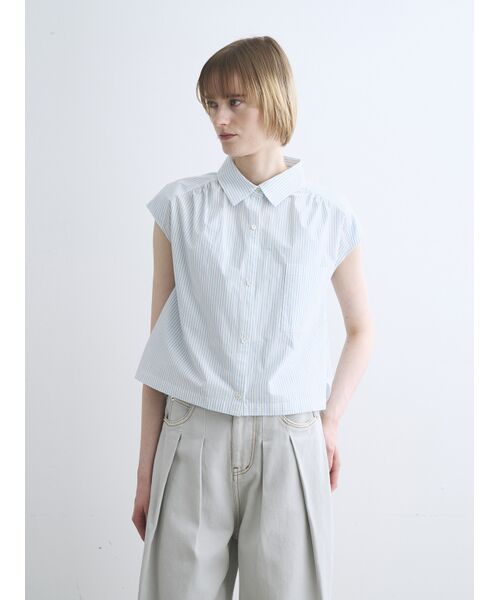 three dots / スリードッツ シャツ・ブラウス | Mini stripe french shirt | 詳細6
