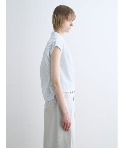 three dots / スリードッツ シャツ・ブラウス | Mini stripe french shirt | 詳細8