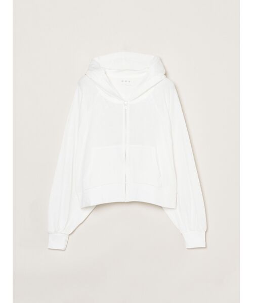 three dots / スリードッツ パーカー | Smile double cotton zip up hoody（white）