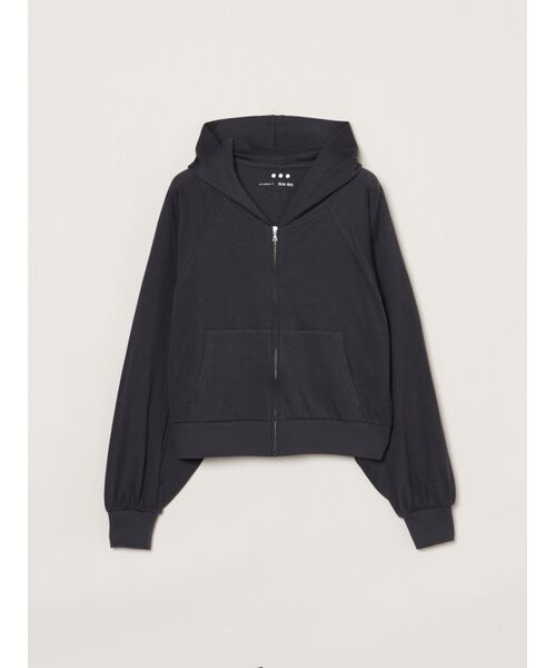 three dots / スリードッツ パーカー | Smile double cotton zip up hoody（soft black）