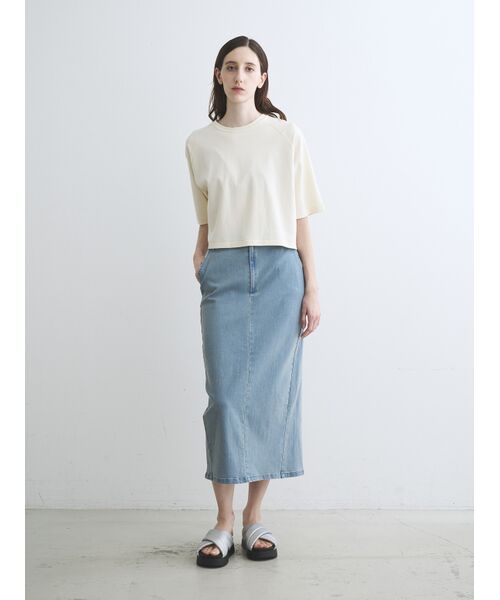 three dots / スリードッツ Tシャツ | Double-knit supima cropped tee | 詳細9