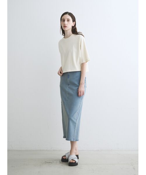 three dots / スリードッツ Tシャツ | Double-knit supima cropped tee | 詳細10