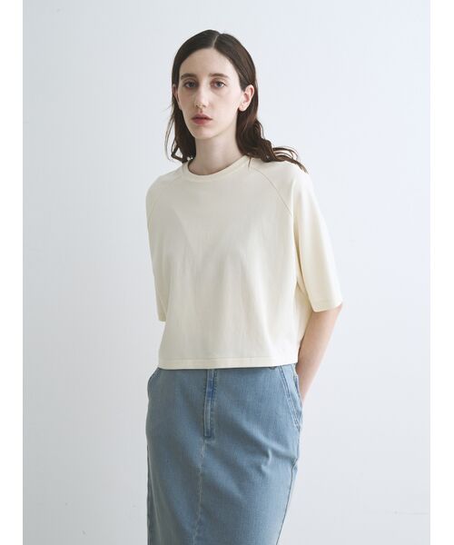 three dots / スリードッツ Tシャツ | Double-knit supima cropped tee | 詳細8
