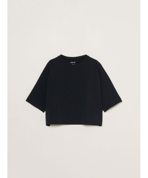 three dots / スリードッツ Tシャツ | Double-knit supima cropped tee（black）