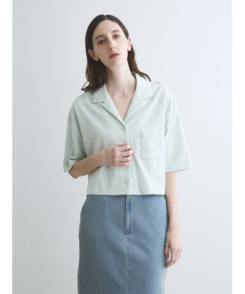 three dots / スリードッツ シャツ・ブラウス | Double-knit supima cropped shirt | 詳細6